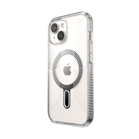 Speck Presidio Perfect-Clear Grip ClickLock & MagSafe - Etui iPhone 16e / iPhone 15 / iPhone 14 / iPhone 13 (Clear / Chrome Fini