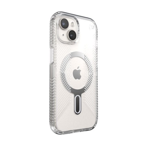 Speck Presidio Perfect-Clear Grip ClickLock & MagSafe - Etui iPhone 16e / iPhone 15 / iPhone 14 / iPhone 13 (Clear / Chrome Fini