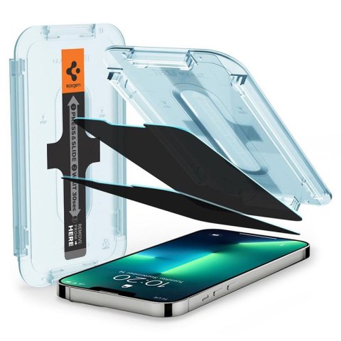 Spigen GLAS.TR EZ FIT Privacy 2-Pack - Szkło hartowane z filtrem prywatyzującym do iPhone 17e / 16e / 14 / 13 Pro / 13 2 szt