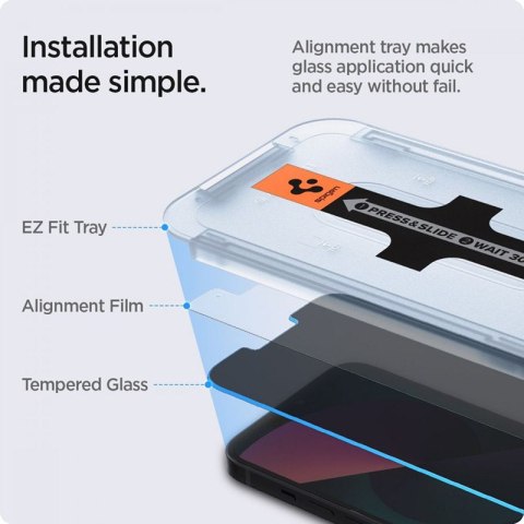 Spigen GLAS.TR EZ FIT Privacy 2-Pack - Szkło hartowane z filtrem prywatyzującym do iPhone 17e / 16e / 14 / 13 Pro / 13 2 szt