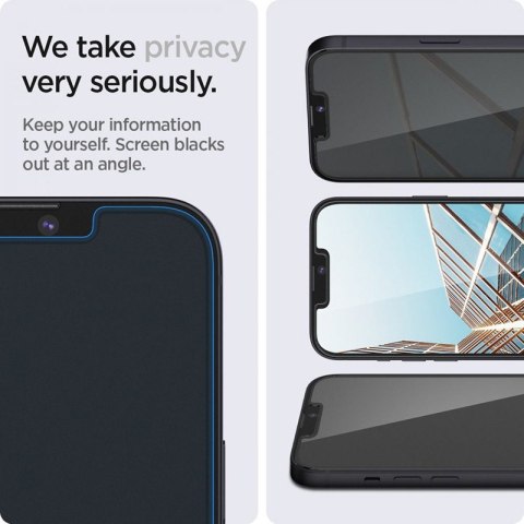 Spigen GLAS.TR EZ FIT Privacy 2-Pack - Szkło hartowane z filtrem prywatyzującym do iPhone 17e / 16e / 14 / 13 Pro / 13 2 szt
