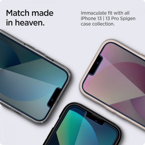 Spigen GLAS.TR EZ FIT Privacy 2-Pack - Szkło hartowane z filtrem prywatyzującym do iPhone 17e / 16e / 14 / 13 Pro / 13 2 szt
