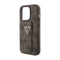 Guess Grip Stand 4G Triangle Strass Logo - Etui iPhone 15 Pro (brązowy)