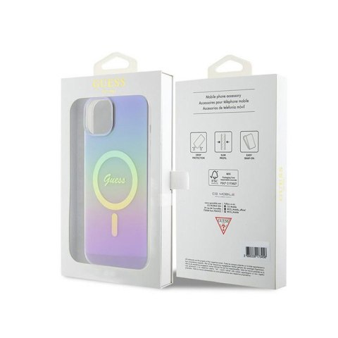 Guess IML Iridescent MagSafe - Etui iPhone 15 Plus (fioletowy)