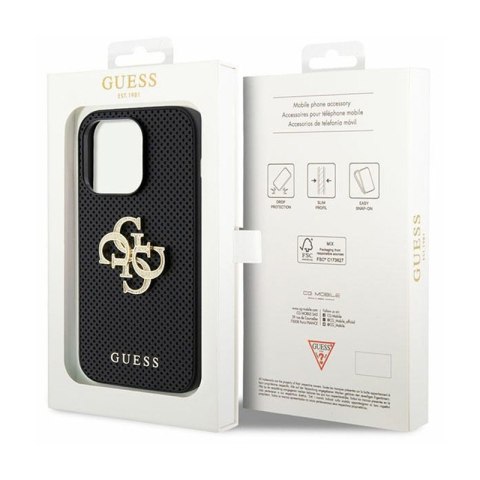 Guess Perforated 4G Glitter - Etui iPhone 15 Pro (czarny)