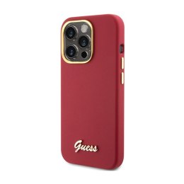 Guess Silicone Script Metal Logo & Frame - Etui iPhone 15 Pro Max (magenta)