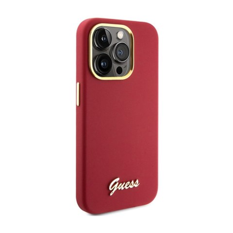 Guess Silicone Script Metal Logo & Frame - Etui iPhone 15 Pro Max (magenta)