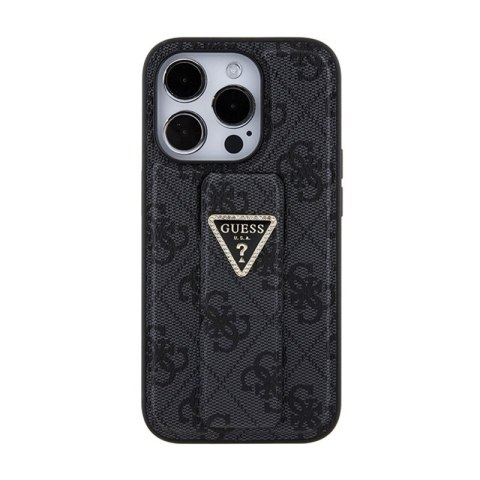 Guess Grip Stand 4G Triangle Strass Logo - Etui iPhone 15 Pro (czarny)