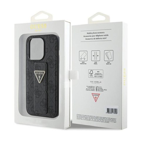Guess Grip Stand 4G Triangle Strass Logo - Etui iPhone 15 Pro (czarny)