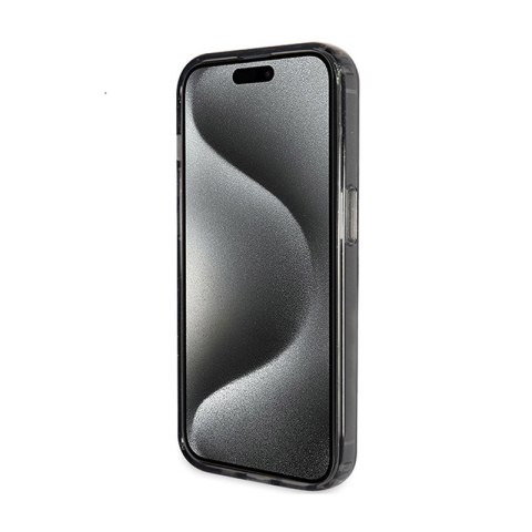 Guess Ring Stand Script Glitter MagSafe - Etui iPhone 15 Plus (czarny)