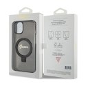 Guess Ring Stand Script Glitter MagSafe - Etui iPhone 15 Plus (czarny)
