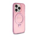Guess Ring Stand Script Glitter MagSafe - Etui iPhone 15 Pro Max (różowy)
