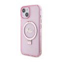 Guess Ring Stand Script Glitter MagSafe - Etui iPhone 15 (różowy)