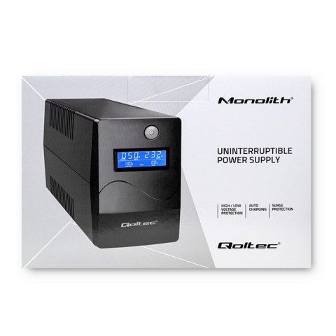 Qoltec Zasilacz awaryjny UPS Line Interactive | Monolith | 1000VA | 600W | LCD | USB | RJ45