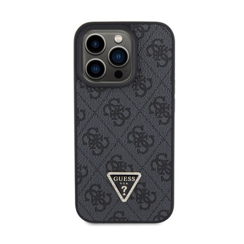 Guess Leather 4G Triangle Strass - Etui iPhone 15 Pro Max (czarny)