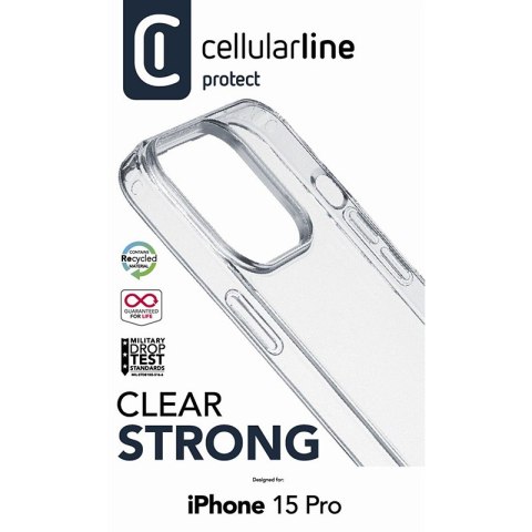 Cellularline Clear Strong - Etui iPhone 15 Pro z ochroną antybakteryjną (przezroczysty)