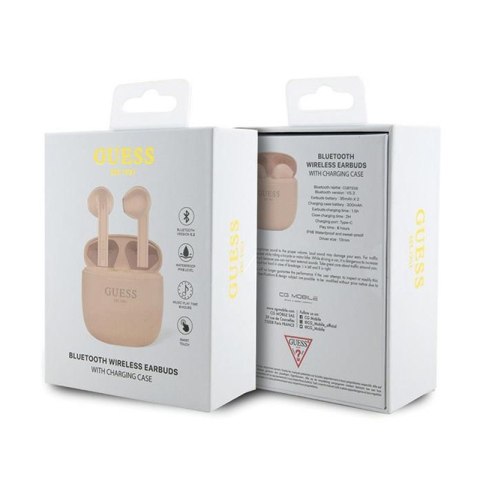 Guess True Wireless Script Logo BT5.3 - Słuchawki TWS + etui ładujące (różowy)