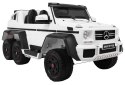 Auto Mercedes G63 6x6 MP4 dla dzieci Biały + 2 Pedały gazu + Regulacja siedzenia + MP4 + LED + Bagażnik + Kufer dla rodzica