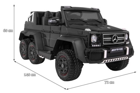 Auto Mercedes G63 6x6 MP4 dla dzieci Czarny + 2 Pedały gazu + Regulacja siedzenia + MP4 + LED + Bagażnik + Kufer dla rodzica