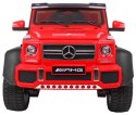 Auto Mercedes G63 6x6 MP4 dla dzieci Czerwony + 2 Pedały gazu + Regulacja siedzenia + MP4 + LED + Bagażnik + Kufer dla rodzica