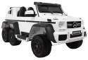 Auto Mercedes G63 6x6 dla dzieci Biały + 2 Pedały gazu + Regulacja siedzenia + Audio LED + Bagażnik + Kufer dla rodzica