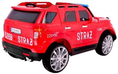 Auto SUV Straż Pożarna na akumulator dla dzieci + Syreny + Światła + Megafon + Pilot