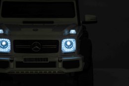 Mercedes G63 AMG Autko na akumulator Biały + Pilot + 6 kół EVA + Wolny Start + MP3 LED