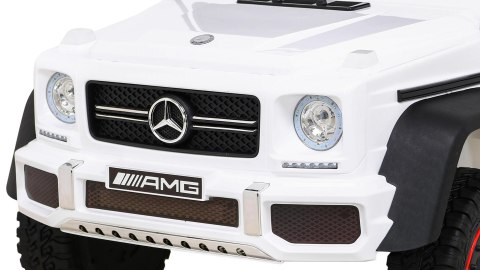 Mercedes G63 AMG Autko na akumulator Biały + Pilot + 6 kół EVA + Wolny Start + MP3 LED