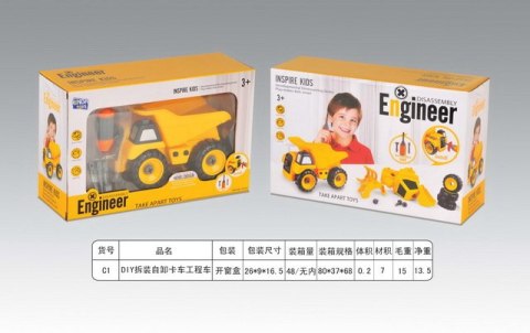 Wywrotka do Skręcania dla dzieci 3+ Pojazd budowlany + Śrubokręt + 3 Wymienne Bity