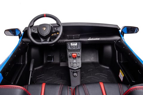 Lamborghini Aventador SV na akumulator dla 2 dzieci Niebieski + Silnik bezszczotkowy + Pompowane koła + Audio LED