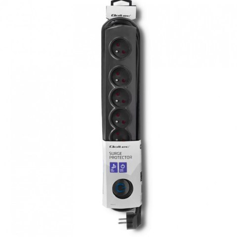 Qoltec Listwa zasilająca antyprzepięciowa | 6 gniazd | 5m | Czarna