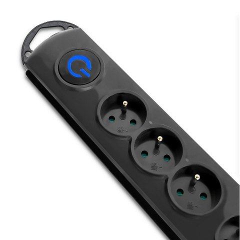 Qoltec Listwa zasilająca antyprzepięciowa | 6 gniazd | 3m | Czarna