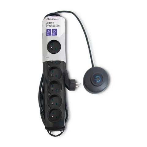 Qoltec Listwa zasilająca antyprzepięciowa | wł. QS | 7 gniazd | 1.5m | Czarna