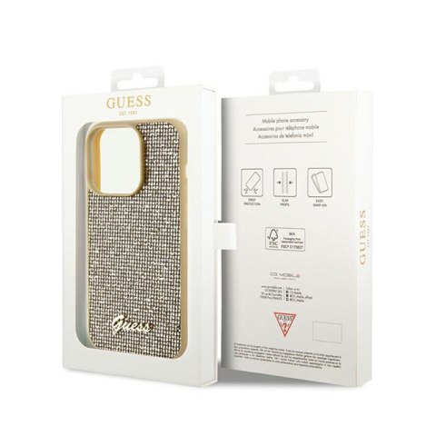 Guess Disco Metal Script - Etui iPhone 14 Pro Max (złoty)