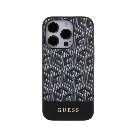 Guess GCube Stripes MagSafe - Etui iPhone 15 Pro (czarny)