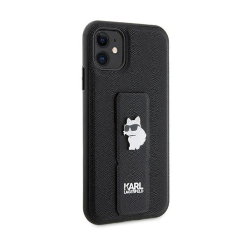 Karl Lagerfeld Gripstand Saffiano Choupette Pins - Etui iPhone 11 (czarny)