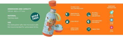 Quokka Solid Kids with strap - Butelka termiczna ze stali nierdzewnej 330 ml z paskiem (Zebras)