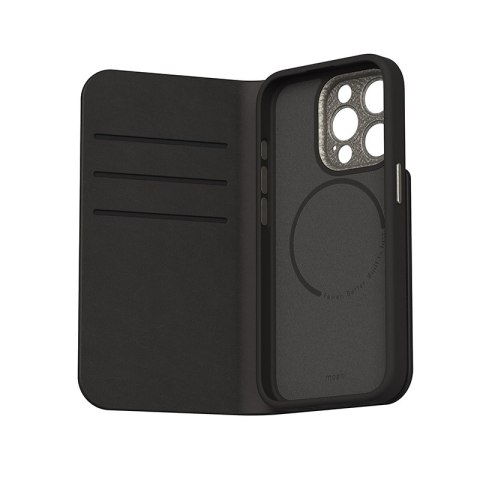 Moshi Overture MagSafe - Skórzane etui 3w1 z klapką iPhone 15 Pro (Midnight Black)