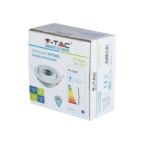 Oczko V-TAC GU10 okrągłe regulowany kąt białe VT-780-WH