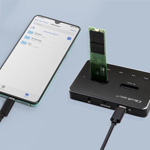 Qoltec Stacja dokująca dysków SSD M.2 | NVMe| SATA | USB-C | DUAL 2 x 2TB