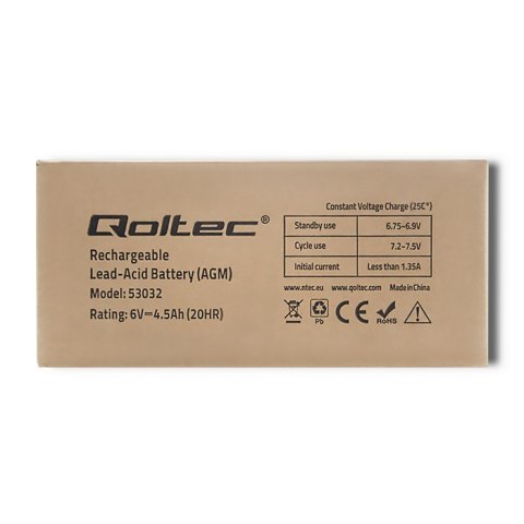 Qoltec Akumulator AGM | 6V | 4.5Ah | Bezobsługowy | Wydajny | LongLife | do UPS, wagi, kasy