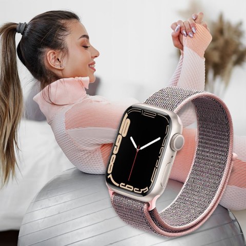 Crong Nylon - Pasek sportowy do Apple Watch 38/40/41/42 mm (Light Pink)