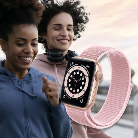 Crong Nylon - Pasek sportowy do Apple Watch 38/40/41/42 mm (Powder Pink)