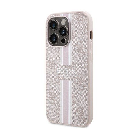 Guess 4G Printed Stripes MagSafe - Etui iPhone 15 Pro Max (różowy)