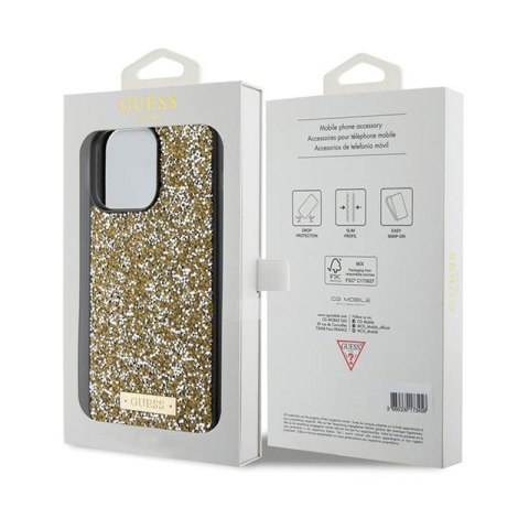 Guess Rhinestone Metal Logo - Etui iPhone 15 Pro (żółty)