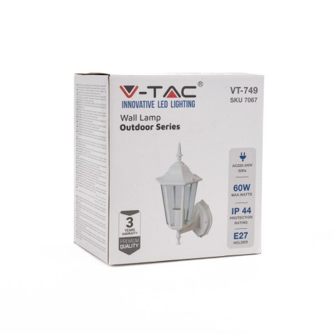 Kinkiet ogrodowy latarenka V-TAC E27 biały mat VT-749