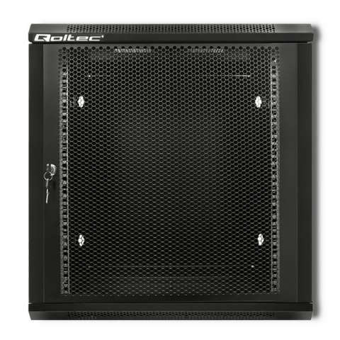 Qoltec Szafa RACK 19" | 12U | 600 x 635 x 450 | Perforowane drzwi | Wisząca | Stalowa obudowa | Zamek | Czarna