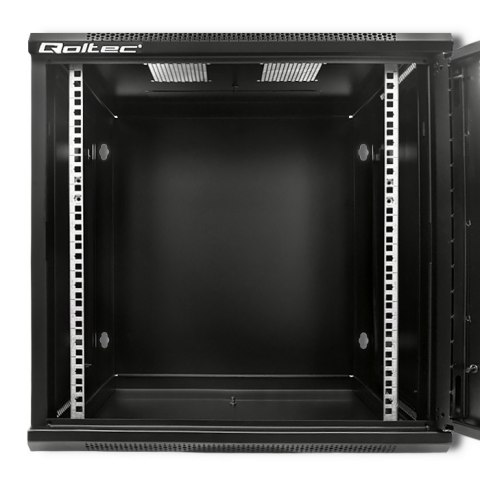 Qoltec Szafa RACK 19" | 12U | 600 x 635 x 450 | Perforowane drzwi | Wisząca | Stalowa obudowa | Zamek | Czarna