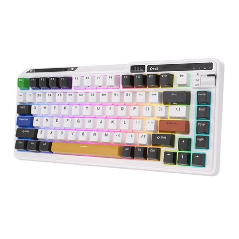 Bezprzewodowa klawiatura mechaniczna Royal Kludge KZZI K75 pro RGB, Moment Switch (czarno-biała) (QWERTY)