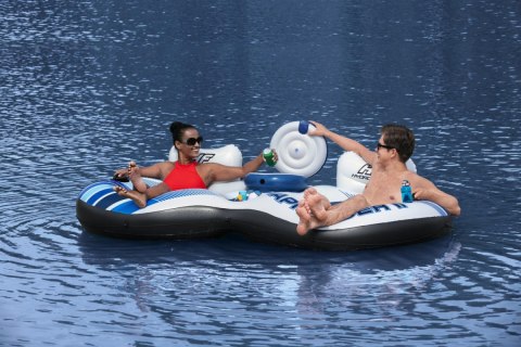 Dmuchany Materac do pływania dla 2 osób BESTWAY 240x122x50cm + Oparcia + Schowki